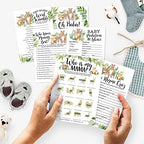 25 Woodland Animal Matching, 25 Nursery Rhyme Game, 25 Word Scramble For Baby Shower, 25 True Or False Game, 25 Who Knows Mommy Best, 25 Baby Prediction And Advice Cards - 6 Double Sided Cards - Image 2