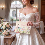 Wedding Guest Book and Vow Book Set Wildflower Embroidered Linen - Image 6