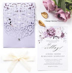 50PCS Blank Wedding Invitations with Envelopes and RSVP Cards Light Purple - Image 3