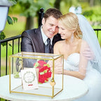 Hxezoc Gold Glass Wedding Card Box with Lock, Large Gift Card Money Box Holder for Wedding Reception, Anniversary, Birthday Party, Baby Shower, Graduation, Home Decorations - Image 5