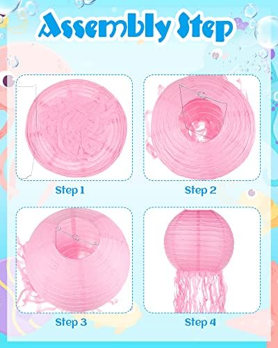 18 Pcs Jellyfish Paper Lanterns Jellyfish Lantern Hanging Decoration Ocean Theme Party Supplies Mermaid Birthday Decorations for Baby Shower Under The Sea Birthday Party Supplies(Vintage Color) - Image 5