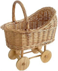 Woven Rattan Stroller Shaped Flower Basket with Handle, Versatile Trolley Decorative Flower Basket, Wicker Baby Carriage, Handwoven for Weddings, Baby Showers, Floral Arrangements by MaiQidd