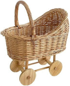 Woven Rattan Stroller Shaped Flower Basket with Handle, Versatile Trolley Decorative Flower Basket, Wicker Baby Carriage, Handwoven for Weddings, Baby Showers, Floral Arrangements by MaiQidd