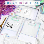 Aliceset 24 Pcs Clear Plastic Gift Bag with Handles,Iridescent Border - Image 3