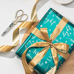 WRAPAHOLIC Green Christmas Wrapping Paper Set - Green and Gold Metallic Foil Shine Christmas Wrapping Paper Bundle with Gift Bow & Ribbon & Tag & Sticker - Image 4
