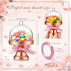 Mifoci 60 Pcs Mini Cake Stand Dome, 4.1x1.6 Rose Gold Clear Favor Boxes - Image 2