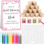 Wonderjune 147 Pcs Baby Shower Blocks Decorate Game Kit, Pink Ribbon by Wonderjune