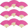 50 Pieces Paper Fans Paper Hand Fan Bamboo Folding Fan Handheld Fan Paper Folded Fan Paper Fan for Wedding Party and Home Decoration (Hot Pink) by Grosun