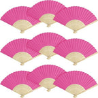 50 Pieces Paper Fans Paper Hand Fan Bamboo Folding Fan Handheld Fan Paper Folded Fan Paper Fan for Wedding Party and Home Decoration (Hot Pink) by Grosun