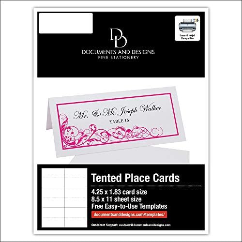 Scribble Vintage Swirl Printable Place Cards, Fuschia, Set of 150 (25 Sheet - Image 6