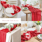 12 Pack Red 10FT Cheesecloth Table Runner Rustic Gauze Fabric Cheese Cloth Table Runner for Wedding Bridal Baby Shower Table Decor Boho Sheer Birthday Party Table Decorations 20 x 120 Inch Long - Image 6