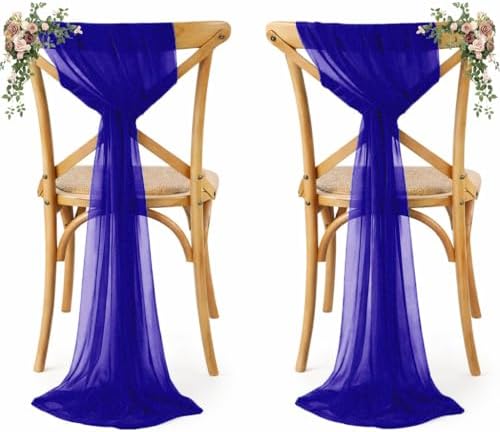 MDS Pack of 100 Chiffon Chair Sashes for Wedding & Event Décor - Royal Blue by MDS