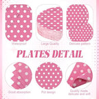 Funnymoom 400 Pcs Pink Polka Dot Party Supplies for 50 Guests White Polka Dot Paper Plates and Napkins Knives Spoon Fork Cup Set Cutlery for Birthday Wedding Bridal Shower Pink Girl - Image 2