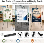 3 Pack Easel Stand for Sign, 63 Inch Portable Display Easel Stand, Black Metal Floor Easel for Wedding Welcome Sign, Poster Board, Party, Presentation, Event Display with Storage Bags - Image 5