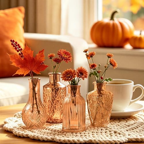 Glass Bud Vases in Bulk Small Mini Amber Vase for Flowers 40pc - Image 4