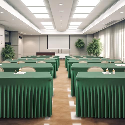2 Packs Green Table Clothes for 6 Foot Rectangle Tables, Wrinkle Resistant Stretch Spandex Table Covers Fitted Tablecloth with Skirt for Easter Event Banquet Wedding Birthday Party - Image 7