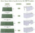 Partisky Sage Green Polyester Table Skirt for Rectangle Tables 14ft, Wrinkle Resistant Pleated Ruffle Table Cloth for Wedding Baby Shower - Image 7