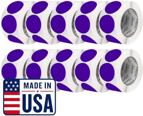 Perco Purple Perforated Round Circle Dot Sticker 3-Inch Labels — 10 Rolls, 5,000 Stickers - Creative Branding, Category Labels & Themed Packaging - Made in USA by Perco