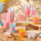 Sliner 50 Sets Pink Polka Dot Plastic Cups 16oz, Cartoon Mouse Party Favors - Image 6