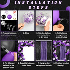 SmoothNovelty 137 Pcs Purple Black Sequin Curtains Balloon Garland Kit - Image 5