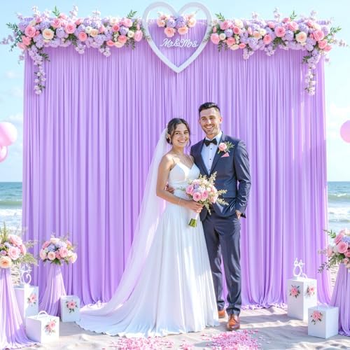 10x10 Lavender Backdrop Curtain for Parties Wedding Wrinkle Free Light Purple Photo Curtains Backdrop Drapes Fabric Decoration for Baby Shower Photoshoot 5ft x 10ft,2 Panels by Tao-GePartyDecorations
