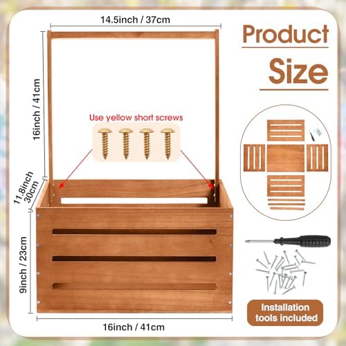 Suzile Baby Shower Crate Wooden Closet Baby Basket Gift,Claybank - Image 3