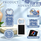 50 Set Wedding Favors for Guests Cielito Lindo Party Favors Blue Fridge Magnet Bottle Opener Thanks Cards with Organza Bags Wedding Thank You Gifts Bulk for Bridal Baby Shower Decorations - Image 3
