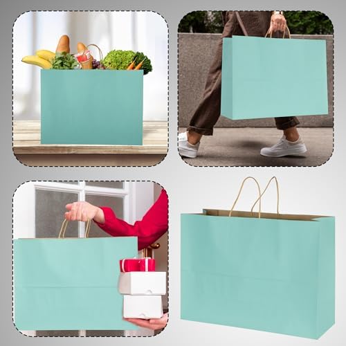 BLEWINDZ 70Pcs Gift Bags Large 16x6x12 Inches Kraft Paper Bags with Handles Bulk – Light Blue Goodie Bag Shopping Bag for Grocery Merchandise - Image 4