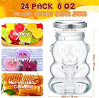 Patelai 24 Pack 4 oz Glass Bear Shaped Honey Jars with Lids Reusable Small Tilted Bear Glass Bottles Containers Dispenser for Candies, Birthday Wedding Party Favors(Classic, Silver) - Image 2