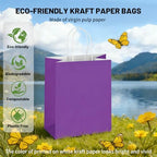 Mlyta 200 Pack 8x4.75x10 Inch Medium Purple Kraft Paper Gift Bags with Handles Bulk for Goodie Party Favor Brithday Grocery Shopping Business Wedding Retail Craft Treat To Go Return, Merchandise Sacks - Image 6