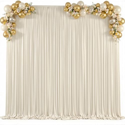 20x12ft Beige Backdrop Curtains for Parties Wrinkle Free Fabric Backdrop Curtain Wedding Photo Drapes Backdrop for Birthday Party Baby Shower Bridal Shower Photography Stage Back Drop 4 Panels 5x12FT - Image 5