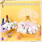 AFOROEOA 10PACK Gold Baskets For Gifts Empty, 10x12” Thick Gift Basket with 10 Bows 10 Bags Empty Gift Baskets for Christmas, Valentine’s Day, Easter, Birthdays, Valentine’s Day Wrapping Gift - Image 4