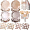 Yaomiao 168 Pcs Gingham Party Supplies Gingham Plates and Napkins Serves 24 by Yaomiao