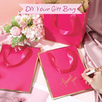 Yeaqee 24 Pack Metallic Paper Gift Bags, Hot Pink, Gold - Image 3