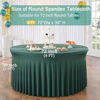 6 Pack Hunter Green Spandex Round Tablecloths for 72 inch Table, Stretchy 132inch Fitted 6FT Round Table Cloths, Wrinkle Free Table Cover with Skirt for Wedding Party Dining Banquet - Image 4