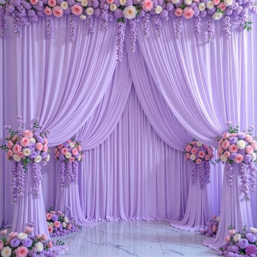 10ft x 15ft Lavender Wrinkle Free Backdrop Curtains for Wedding Party Lilac Backdrops Curtain Drapes Fabric Decorations Photo Back Drop Cloth for Baby Shower Photography Stage Reception - Image 5