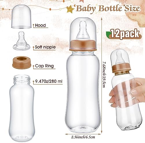 Trelaco 12 Pcs Bear Theme Cool Baby Shower Game Bottle Chug Wooden Sign Set - Image 4