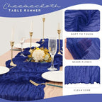 YMHPRIDE 12 Pack Cheesecloth Table Runner 35x120in Royal Blue Table Runner - Image 4