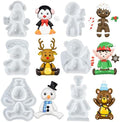FUNSHOWCASE Christmas Silicone Molds Penguin Reindeer Snowman Gingerbread Man Santa Elf Bear Height 3-4inch for Fondant Cake Decoration Cupcake Topper Epoxy Resin Casting Polymer Clay Craft by FUNSHOWCASE