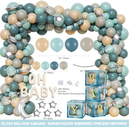 Party Inspo Over The Moon Baby Shower Decorations, Moon and Stars Baby Shower Decor, Space Astronaut Themed Party Supplies Backdrop Balloon 124 PCs Space Themed Party Supplies - Image 3