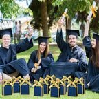 AmazingSpark 50 Pcs Navy Blue Gold Mini Gift Bags Bulk 6.3 x 3.9 x 2.8 Inch Party Favors Elegant Small Gift Bags with Handles and Ribbon Bows for Wedding Birthday Bridal Baby Shower Party Favors - Image 6
