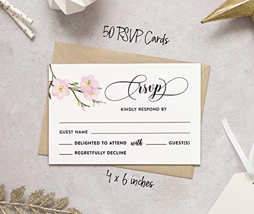 50 Blank RSVP Cards with White Envelopes-Floral & Leaves Style Response Card-RSVP for Wedding-Rehearsal Dinner-Baby Shower-Bridal Shower-Engagement Party Invitations - Image 4