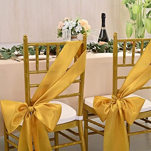 60 Pcs Gold Chair Sashes Satin Chair Bows Sashes for Party, Hotel, Wedding, Reception, Restaurant Event Decoration (7 x 108 inch) - Image 6