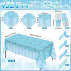 Funnymoom 452 Pcs Light Blue Party Decoration Include Glitter Baby Blue Paper Plates Napkins Cups Tablecloth Cutlery Straws Tableware for Baby Shower Birthday Wedding Graduation Party Supplies - Image 3