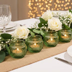 24 Pcs Green Candle Holder-Floral Style Vintage Candle Holders for Wedding Table Centerpieces, Bridal Shower Decor, Rustic Wedding Decor, Tea Party - Image 3