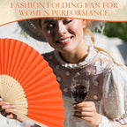 Roowest 50 Pack Paper Folding Fans Bamboo Wedding Favors, Orange - Image 6