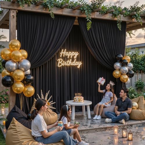 40x10FT Backdrop Curtains with Rod Pockets - Wrinkle Free Photo Stage Backdrop 8 Panels Curtains Drapes for Photography Wedding Party Baby Shower Decorations (Black) - Image 4