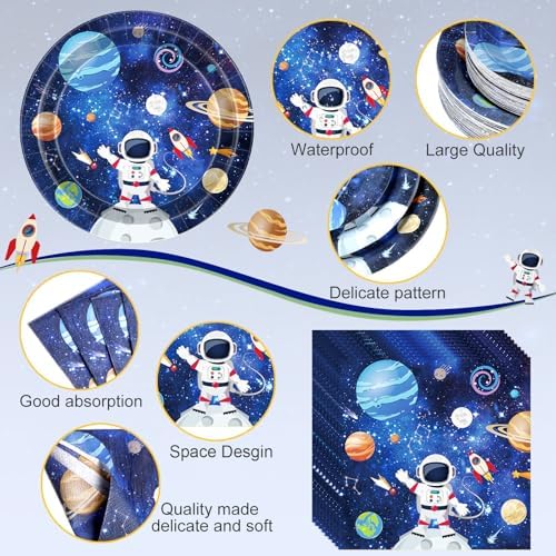 Potchen 452 Pcs Space Plates Napkins Party Supply, Dark Blue - Image 3