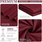 Showgeous 60x102 Inch Burgundy Rectangle Tablecloth 10 Pack Fit 6FT Table - Image 4