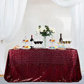 Partisout Sequin Tablecloth 90x132 inch Sequin Table Cloth for Parties Burgundy Glitter Tablecloth Rectangle Sparkly Table Cloth Happy Birthday Wedding 6ft Tablecloth by Partisout